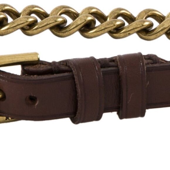 Ralph Lauren * Polished Brass Link Lock Charm Dog Collar Necklace/Bracelet/Belt - Picture 13 of 16